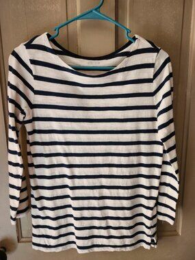 Old Navy White and Navy Striped Long Sleeve Shirt